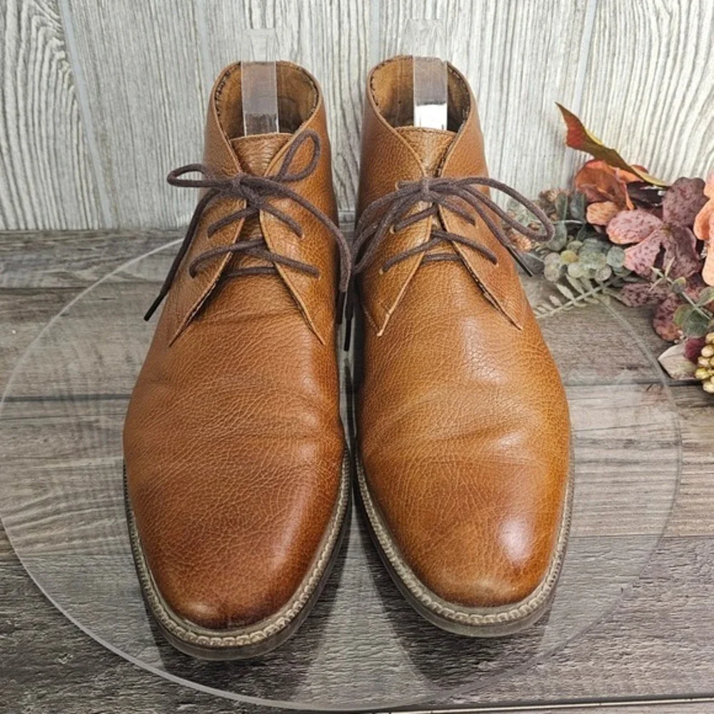 Carlo Morandi Men's Leather Chukka Boots Brown Lace Up‎ Ankle Boots 9.5D Dress